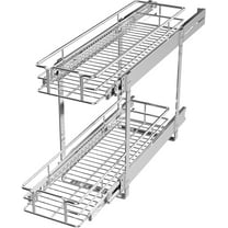 LOVMOR 2 Tier Individual Pull Out Cabinet Organizer 7.5" W x 21.5" D, Slide Out Kitchen Cabinet Storage Sliding Shelves