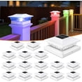thumbnail image 1 of Solar Post Cap Lights with 8 RGB Solid Colors & Multicolor Flow - 8 Pack Fence Post Solar Lights, IP65 Waterproof - Fits 4x4 5x5 6x6 Wood & Vinyl Posts - White, 1 of 6