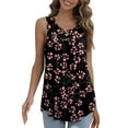 thumbnail image 2 of Mengpipi Tank Top for Women Summer Pleated Loose Casual Sleeveless Tunic Tops , 02 Floral Pink-XXL(US 20-22), 2 of 5