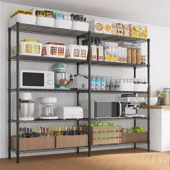 58"W x 71"H Heavy Duty Adjustable 5-Tier Metal Wire Shelving Unit, NSF Certified Storage Rack Holds 1500 LBS, Garage, Kitchen & Pantry Organizer