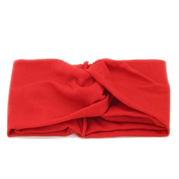 Women Elastic Head Band Knotted Head for Wrap Makeup Shower Headband Workout Hairband - Red