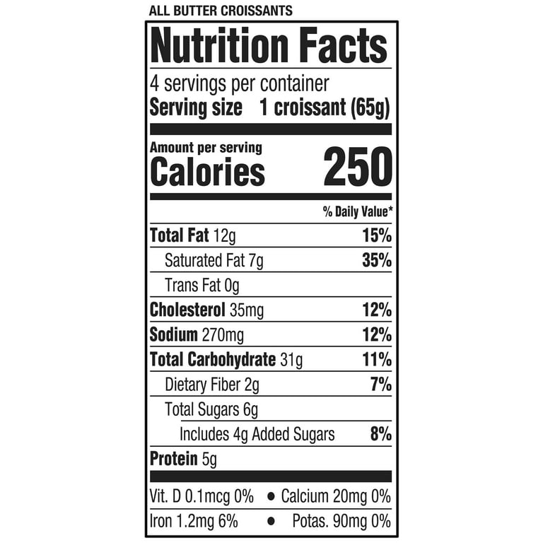 Marketside All Butter Whole Croissants, 9.17 oz, 4 Count