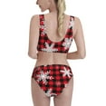 thumbnail image 3 of Daiia Snowflakes On A Buffalo Plaid printed 2 piece Swimsuit Bikinis for Women High Waisted Racerback Bathing Suits Summer Tummy Control Scoop Neck Swimwear-XX-Large, 3 of 8