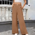 thumbnail image 4 of Wdfiry Cargo Pants for Women Plus Size Wide Leg High Waist Cargo Pants Casual Button Elastic Waist Pockets Long Pants, 4 of 8