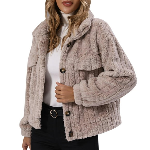 B91xZ Coats Jackets for Women Fluffy Puffer Jacket Zip Up Winter Warm Fuzzy Jacket,A M