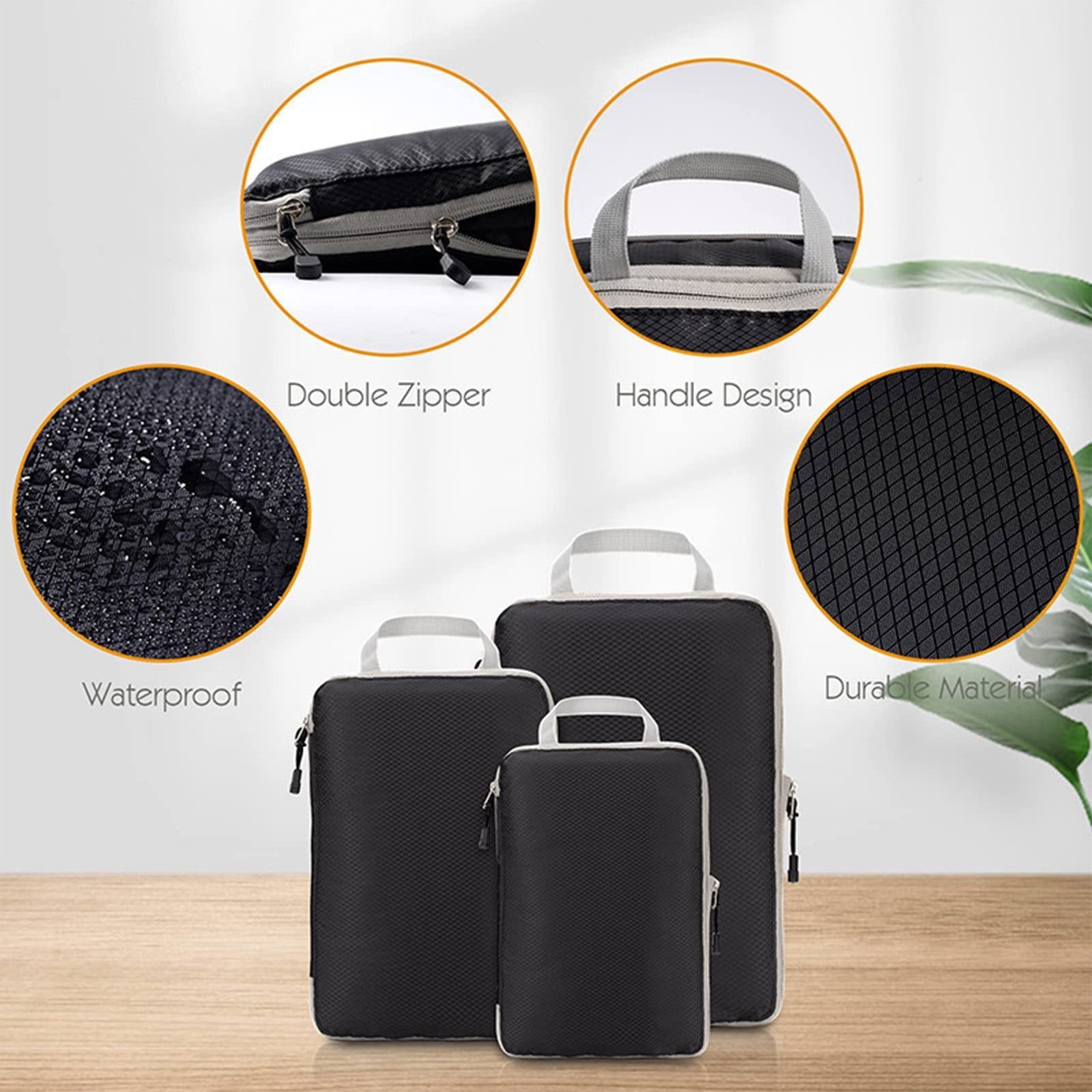 Clearance Compression Packing Cubes For Suitcases Travel 3 PCS Expandable Travel Bags Organizer For Luggage