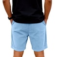 thumbnail image 4 of Homeyce Men's Shorts Corduroy Drawstring Elastic Waist Lounge Short Casual Summer Beach Vintage Bermuda Shorts with Pockets Straight-Leg Outfit,Blue 3XL, 4 of 5