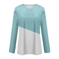 thumbnail image 6 of Shirts for Women Women's Loose Casual Leisure Long Sleeve Round Neck Collar Patchwork T-Shirt Top, 6 of 6