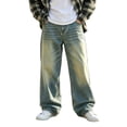 thumbnail image 2 of ITSAME Teen Boys Wide Leg Jeans Elastic Waist Loose Fit Casual Fashion Denim Pants with Pockets Blue Size 16, 2 of 6