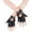 Black, variant on Women PU Leather Punk Gloves Rivets Belt Up or Snap Half Finger Performance Mittens