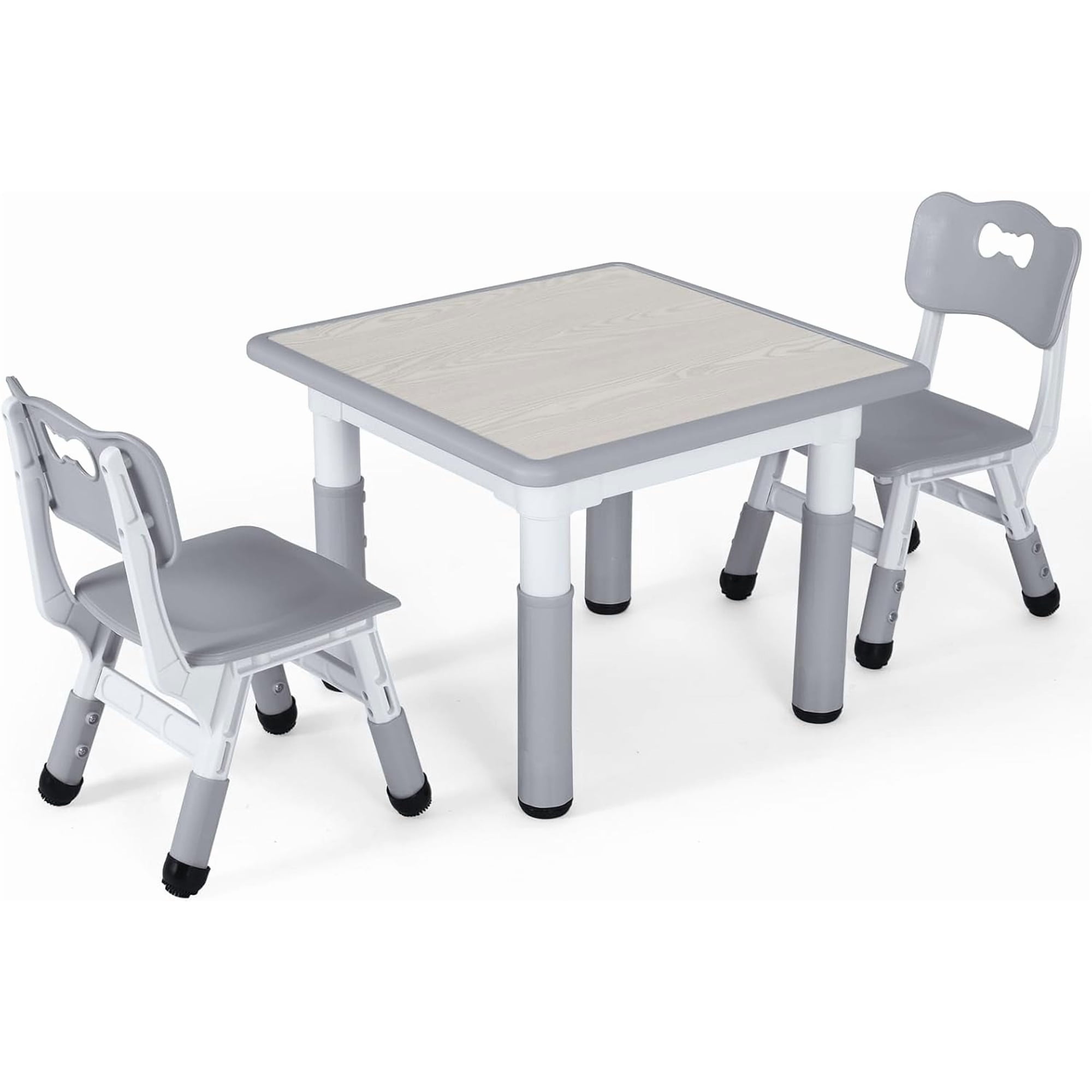 LAZY BUDDY Kids Table and 2 Chairs Set, Height Adjustable Toddler Play Activity Table with Graffiti Desktop for Playroom, Daycare