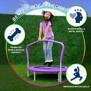 Sportspower My 1st Trampoline 36 Indoor/Outdoor Mini Rebounder Trampoline with No-Gap Padded Cover, for Toddlers & Kids, Max Weight Capacity 220 LBS - PURPLE