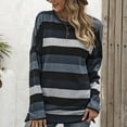 thumbnail image 2 of Defitshape Women's Long Sleeve Plus Size Crew Neck Pullover Tops Sweatshirt Striped Casual Tunic Grey XX-Large, 2 of 5