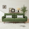 thumbnail image 2 of Convertible Futon Sofa Bed with 2 Pillows, Split Sleep Sofa with Adjustable Backrest, Corduroy Loveseat Sofa with USB Port and Wood Legs, 2 Piece Sofa Chair for Bedroom Living Room Studio, Green, 2 of 9
