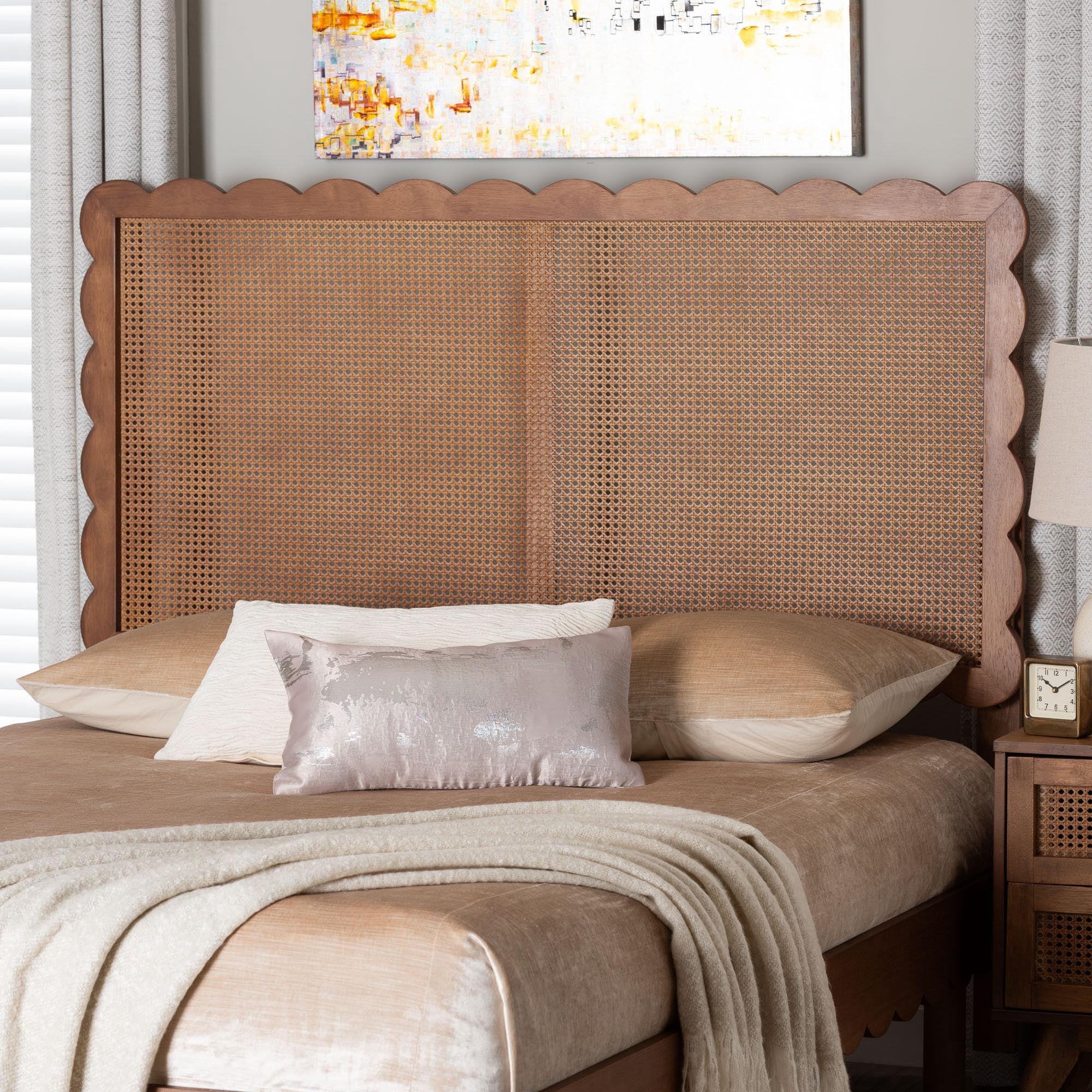 Baxton Studio Orianthe Modern Headboard, Queen, Walnut Brown