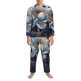 thumbnail image 3 of Honeii Blue Golden Dream Lotus Pattern Mens Pajamas Set,2pcs Men's Lounge Long Sleeve Sleep Shirt and Pajama Bottoms Sleepwear Set,Mens Pjs Sets-Medium, 3 of 7