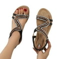 thumbnail image 2 of LEEy-World Women'S Sandals Women's Rhinestone Flat Sandals Slip on Memory Foam Sandals Open Toe Slide Sandals, 2 of 5