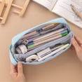 thumbnail image 6 of CoreLiving Pen Case Large Capacity Pencil Pouch 2 Compartments Pencil Pouch for Adults Pencil Bag with Zipper Multi-Compartment Pencil Pouch Heavy Duty Pen Holder for Office, 6 of 7