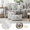 thumbnail image 6 of Gray Botanical Outdoor Waterproof Pillow Covers, Watercolor Spring Summer Floral Leaves Decorative Rectangle Throw Pillowcase Sofa Cushion Sham for Patio/Couch/Chair, 20"x12" 2 Pack, 6 of 8
