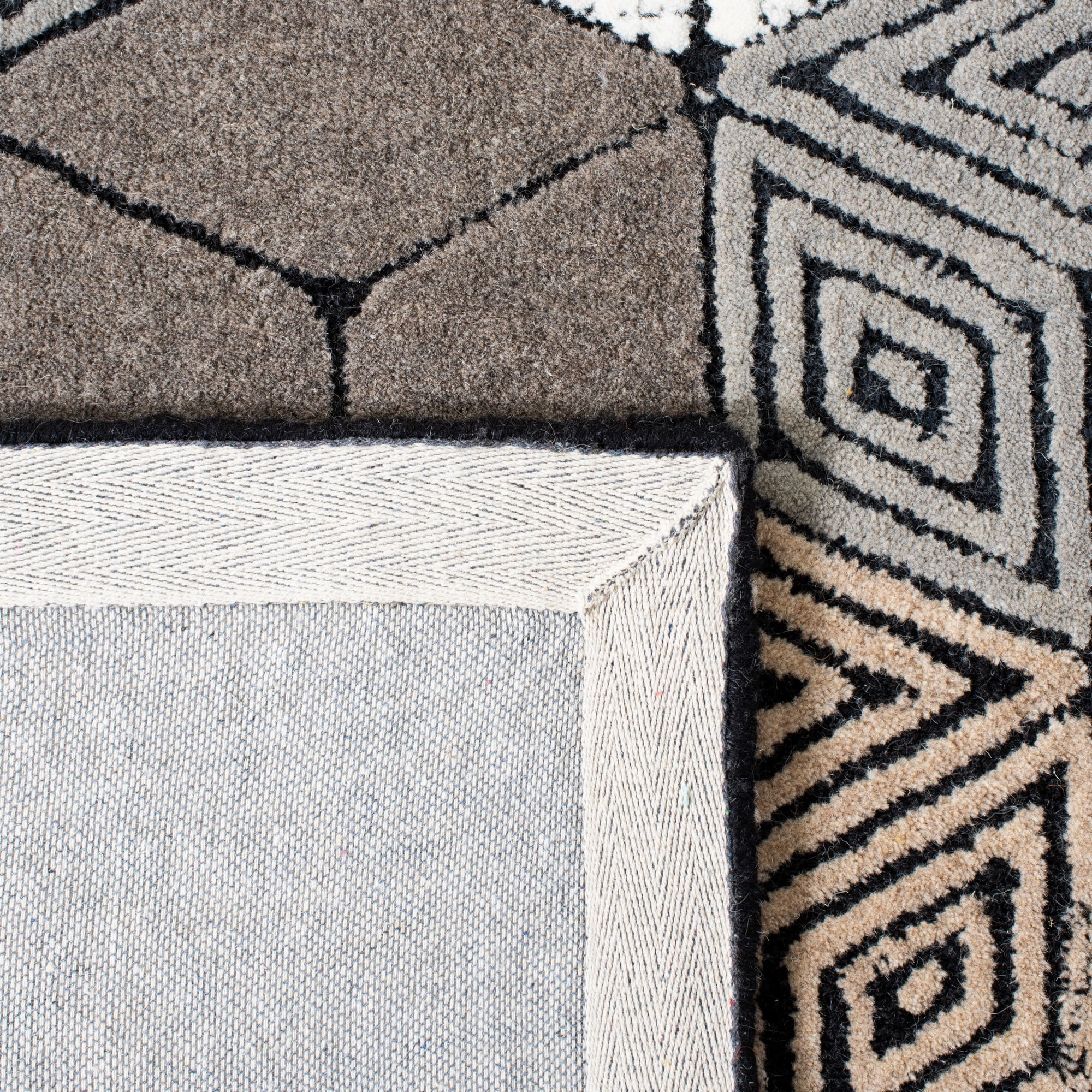 SAFAVIEH Fifth Avenue Dedan Geometric Wool Area Rug, Ivory/Grey, 6' x 9'