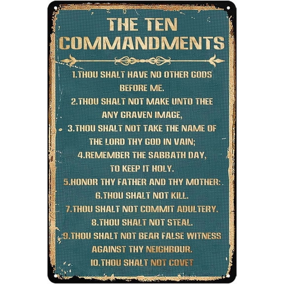 The Ten Commandments Sign 10 Commandments Tin Poster Funny Metal Sign Inspirational Sign For Home Office Bedroom Living Room Wall Decoration 12 X 8 Inches