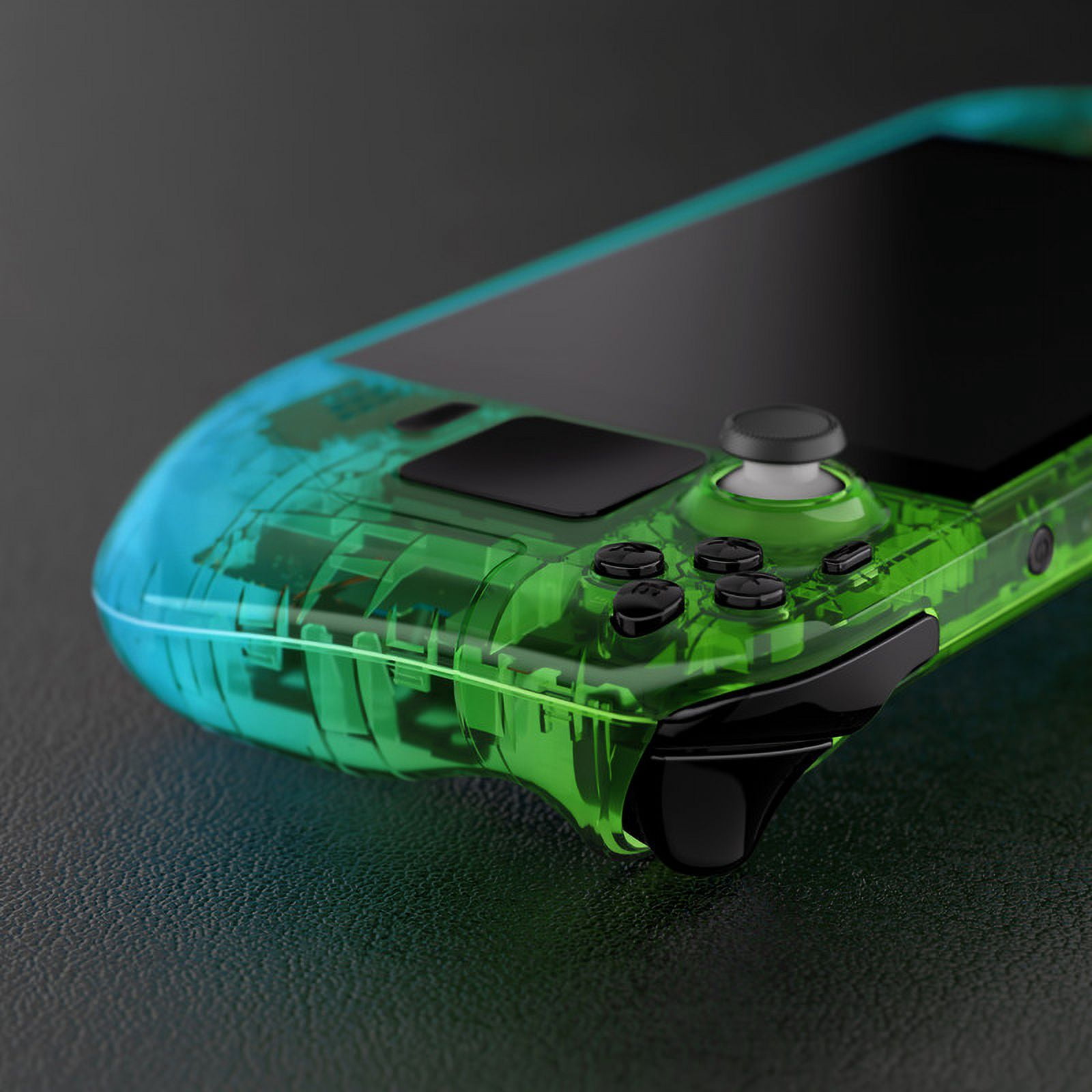 eXtremeRate Gradient Translucent Green Blue Custom Glossy Faceplate Back Plate Shell Replacement Housing Case, DIY Full Set Shell w/ Buttons for Steam Deck Console - Console NOT Included