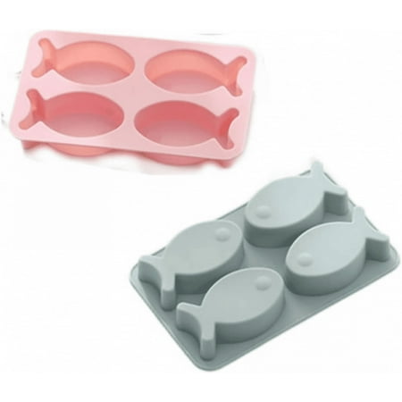 

LFOGoods Carto Fish Silicone Mold 4 Grid Candy Fudge Chocolate Fudge Mold Polymer Clay Resin Wax Soap Jelly DIY Tools-Blue+pink