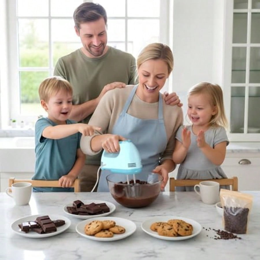 Hand Mixer Electric Ultra Power Kitchen Hand Mixer With 7-Speed and 5 Stainless Steel Accessories for Whipping Dough Cream Cake Dishwasher Safe Blue