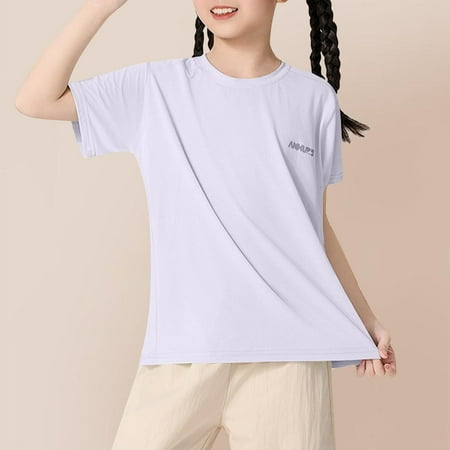 BLTIBY 2025 Toddler Girls Boys T-shirt Summer Short Sleeve Solid Color Sports Tee Kids Round Neck Fashion Casual Mesh Pullover Tops Purple 9-10 Years