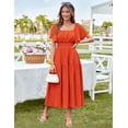 thumbnail image 3 of Vestido GRACE KARIN de verano con mangas con volantes en naranja fruncido para mujer, 3 of 8