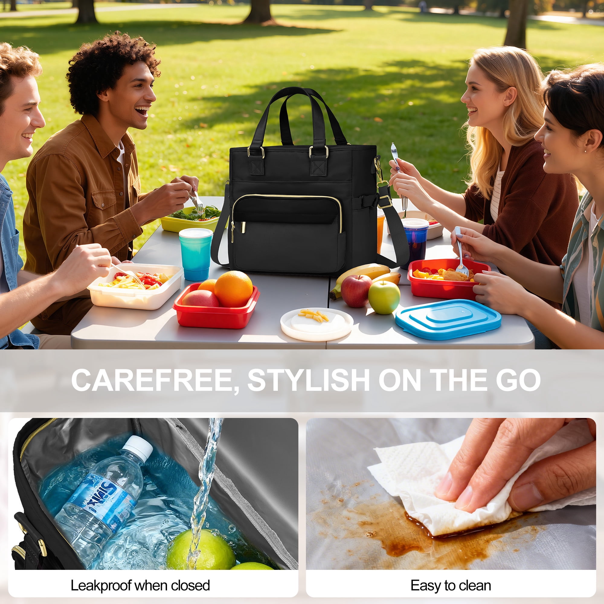 Gynky Insulated Lunch Bag Box Women, Wide Opening Adult Lunch Box Women, Large Leakproof Cooler Bag, Lunch Teacher Tote Bag for Work Picnic Beach Family College