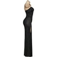 thumbnail image 4 of Slim-Fit Striped Evening Gown - Sexy Black & White Strapless Dress with High Slit, 4 of 7
