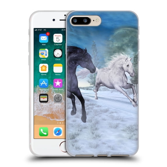 Head Case Designs Officially Licensed Simone Gatterwe Horses Freedom In The Snow Soft Gel Case Compatible with Apple iPhone 7 Plus / iPhone 8 Plus
