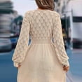 thumbnail image 3 of BLTIBY Women's Sweater Dress Long Sleeve V Neck Solid Color Fall Winter A Line Mini Dresses Casual Fashion Soft Knit Clothes Beige S, 3 of 6