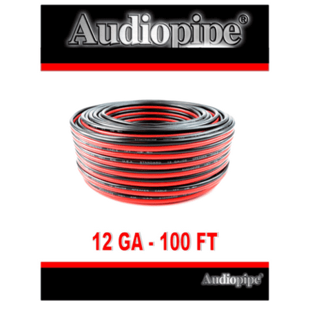 Audiopipe 12 Gauge 100 FT Red Black Car audio Stereo Speaker Wire Zip