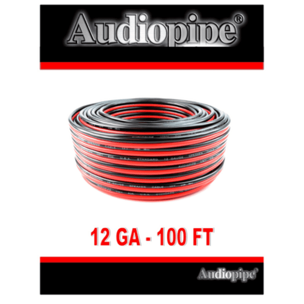 Audiopipe 12 Gauge 100 FT Red Black Car audio Stereo Speaker Wire Zip