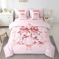 thumbnail image 4 of Castle Fairy Floral Initial 7 Pieces Bedding Comforter Set,Dreamy Princess Full Bedding Set Lightweight,Bow Flower Fitted Sheet Flat Sheet,Breathable Girls Bedroom Decoration, 4 of 8