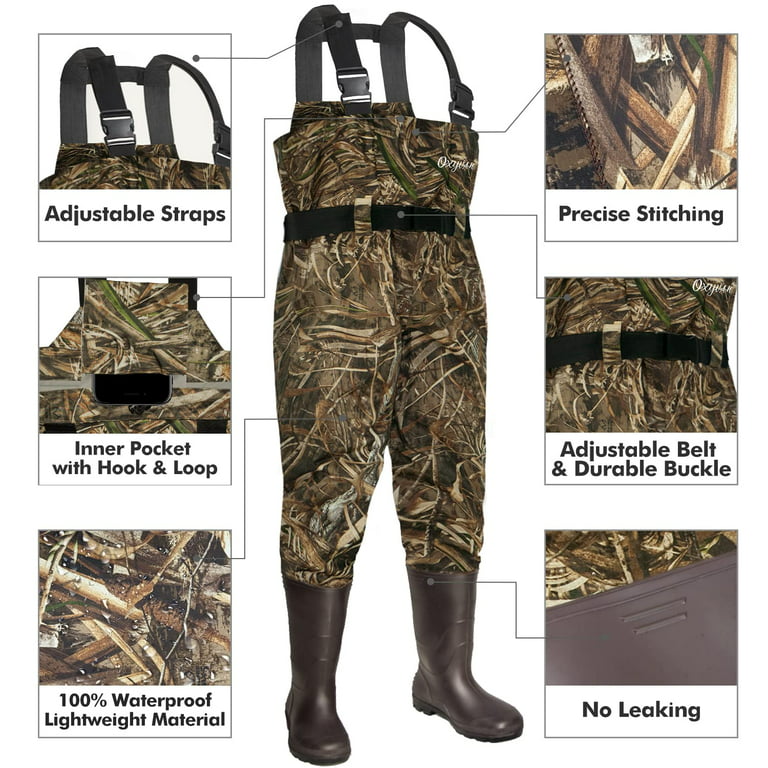 OXYVAN Chest Waders with Boots for Men & Women, Nylon/PVC Lightweight  Fishing Wader with Boots Hanger