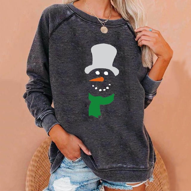Pntutb moda mujer estampado manga larga cómodo transpirable cuello redondo tops Pntutb Pntutb-388