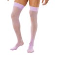thumbnail image 1 of Jhaoyu Men Glossy See-through Compression Thigh High Stockings Solid Color Stretchy Hold Up Socks Lavender OneSize, 1 of 7