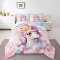 thumbnail image 2 of Unicorn Full Size Comforter Sets 3 Pieces Pink Unicorn Rainbow Bedding Teens with 2 Pillowcases All-Season, 2 of 7