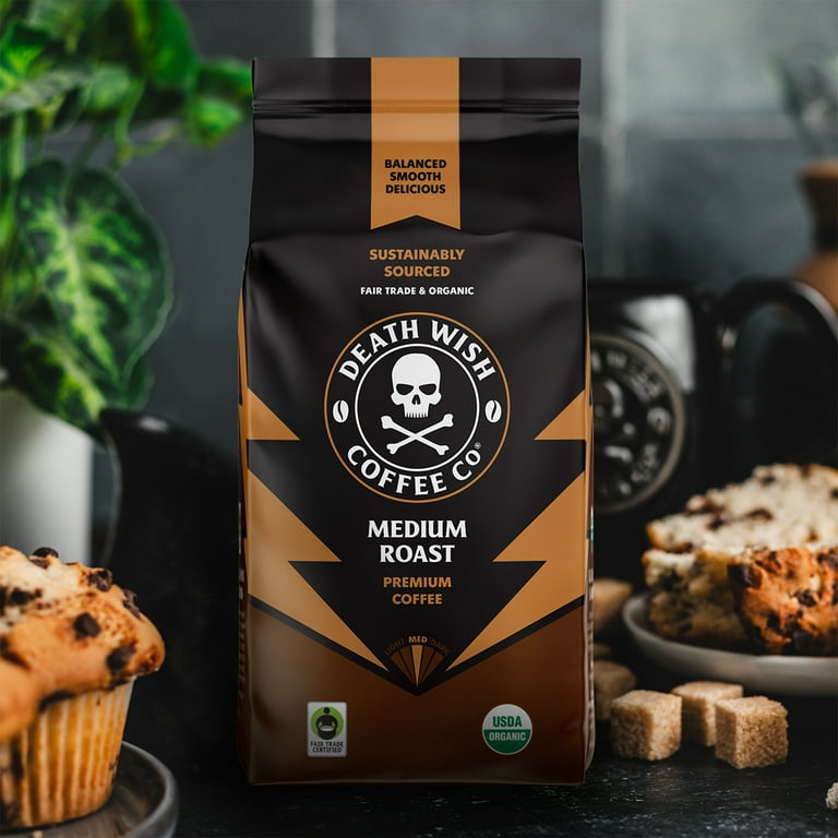 Death Wish Ground Coffee - 1 Pack, World's Strongest Medium Death Wish Ground Coffee - 1 Pack, World's Strongest Medium