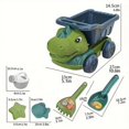 thumbnail image 4 of 6pcs Dinosaur Beach Toy Set, T-Rex Cartoon Themed Dump Truck Sand Play Kit With Mini Rake, Watering Can, Molds, For Kids Outdoor Fun, Durable Plastic, 4 of 5