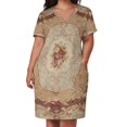thumbnail image 3 of Vestido playero holgado con estampado floral de Aubusson francés en rosa antiguo y bolsillos para mujer 2025, 3 of 7
