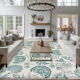 thumbnail image 5 of Farmhouse Turquoise Floral Washable Area Rug 6 x 9 ft Linen Boho Flower Rustic Country , Soft Non Slip Rugs Stain Repellent Indoor Felt Carpet for Living Dining Room Bedroom Home Office, 5 of 9