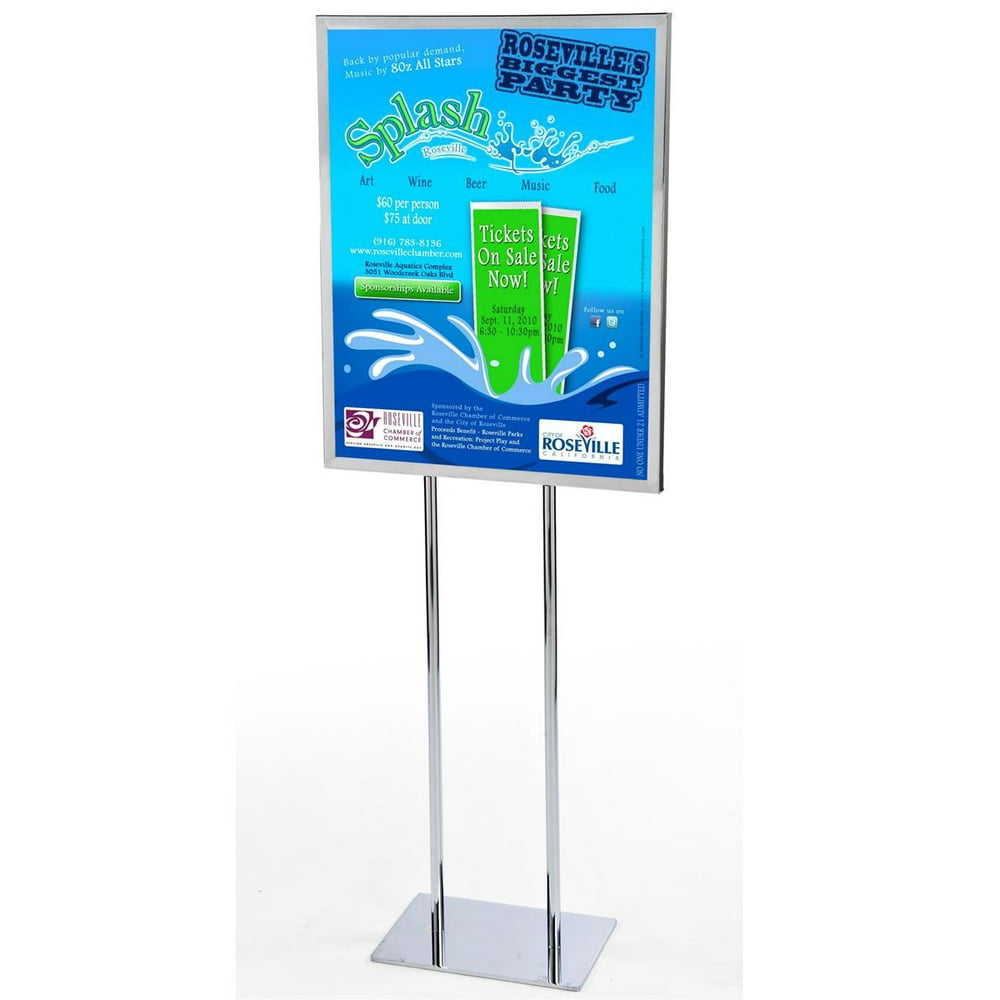 FreeStanding Metal Poster Frame for 22 x 28 Posters, Chrome Finish