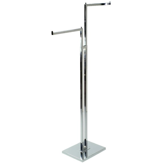 Retail Clothing Rack with Faceout Hooks, Adjustable Height, 33" Wide, 70.5" Max Height (Chrome Metal) (CRDBSUPCH)