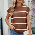 thumbnail image 5 of QUNYINEY Casual Womens Tops Short Sleeve Striped Crew Neck Sweater Knit Pullover Loose Tops, 5 of 7