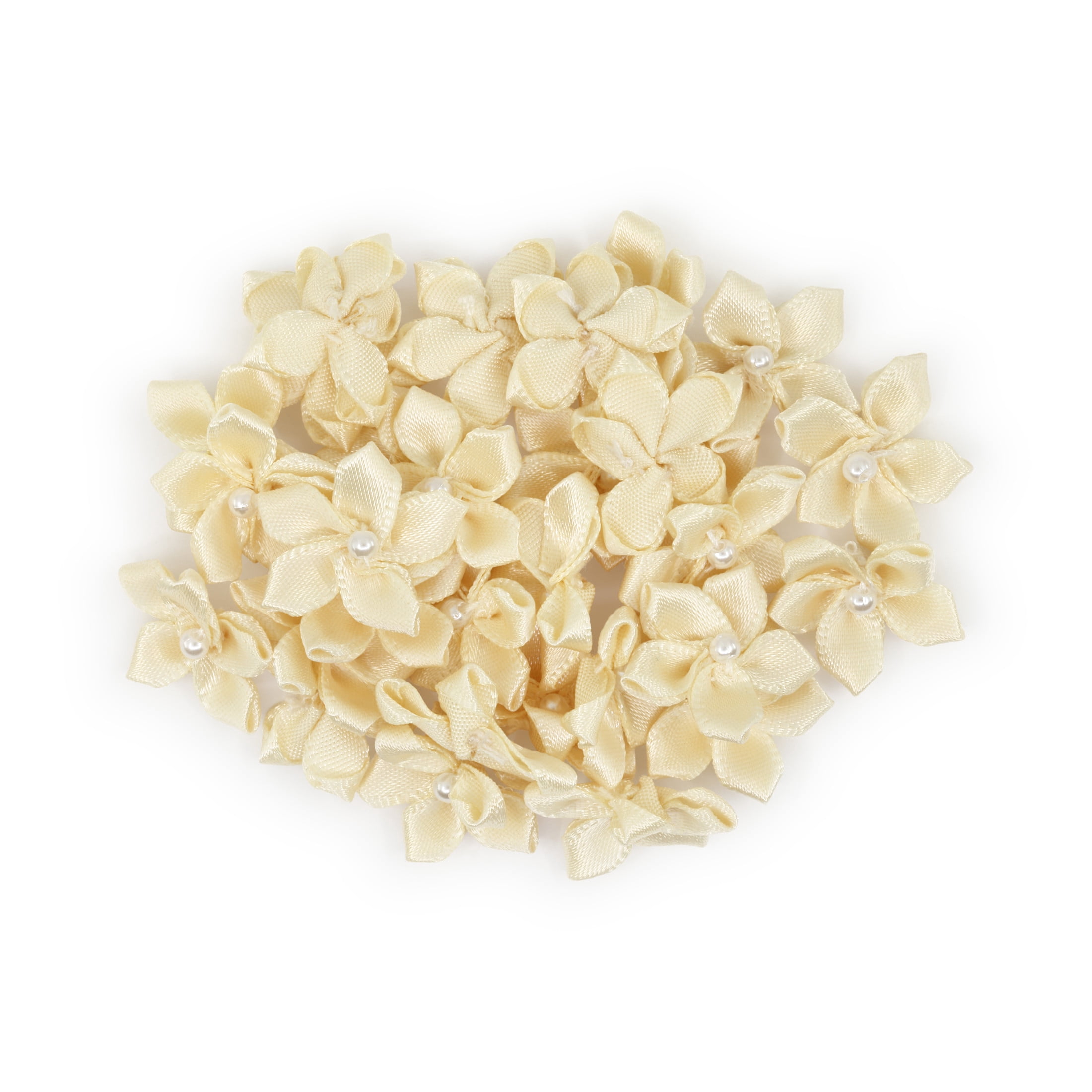 Hello Hobby Accessory Flowers with Pearl, Cream, 30 piece