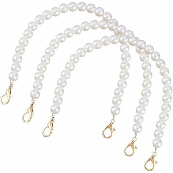 3Pcs Pearl Bag Chain Replacement Bag Chains Extender with Lobster Clasps Purse Strap Imitation Pearl Beads Purse Chain Strap for Shoulder Body Bag Handbag Chains Decorative 12Inch